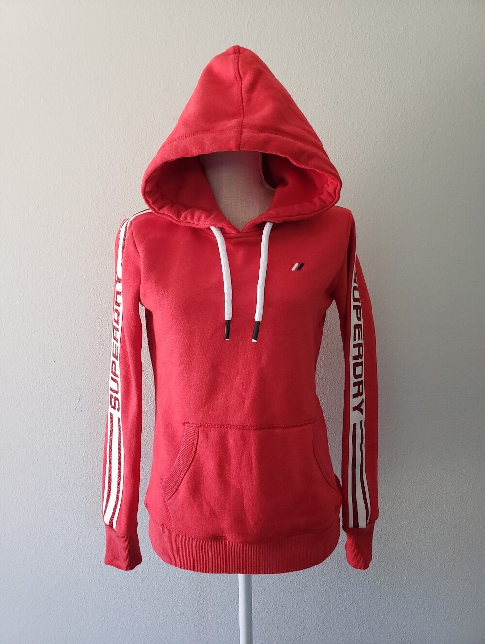 Superdry Red Women's Hooded Sweatshirt with White Drawstrings Limited Edition